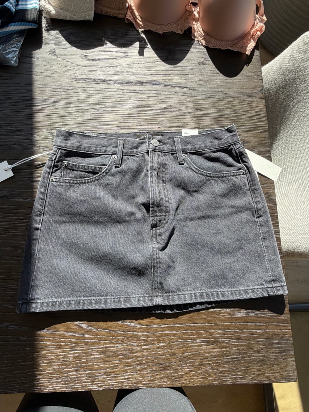 Aritzia 90s Ricci Grey Denim Mini Skirt
